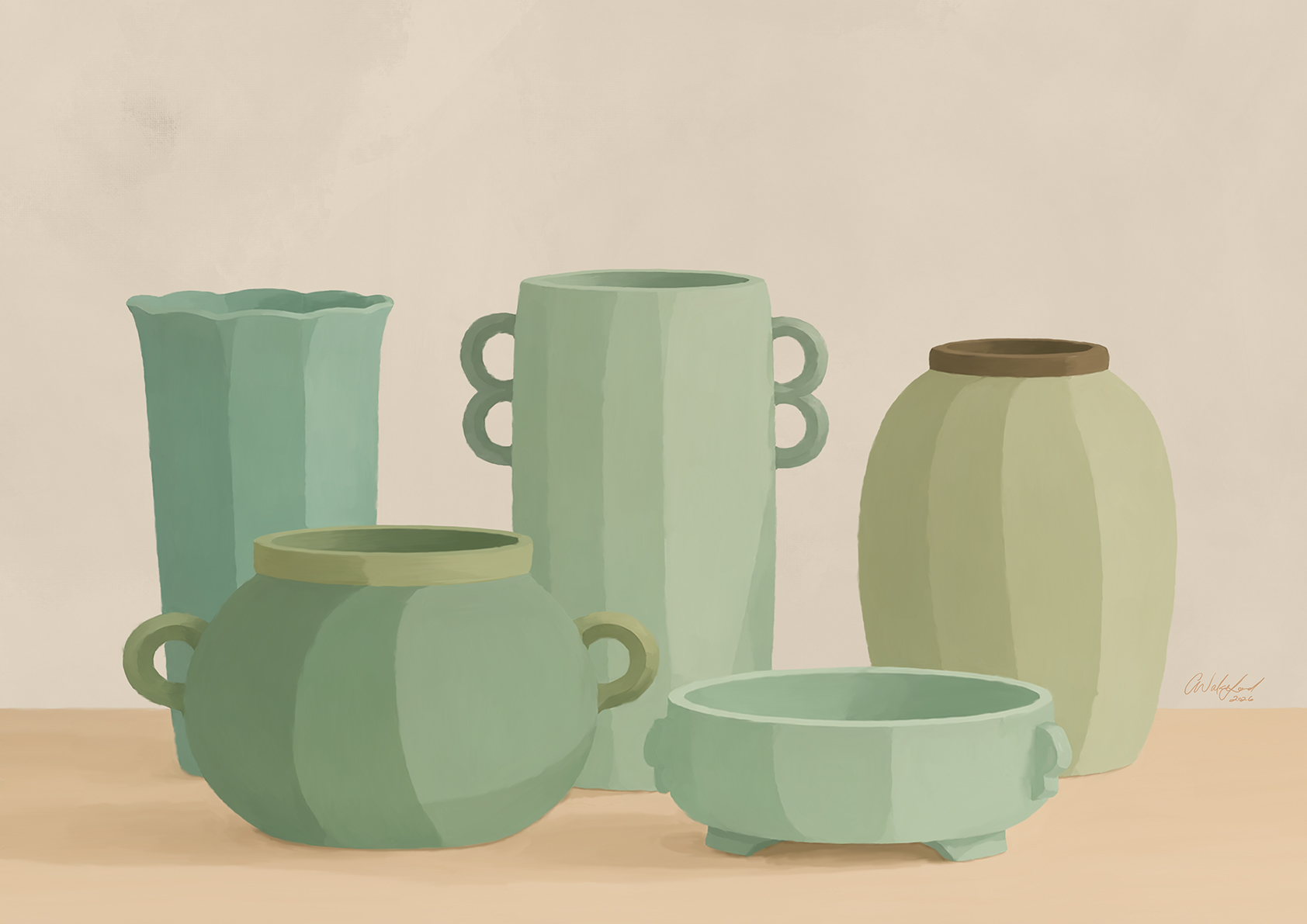 Collectibles / Modern Still Life with Mint Green Ceramics A3