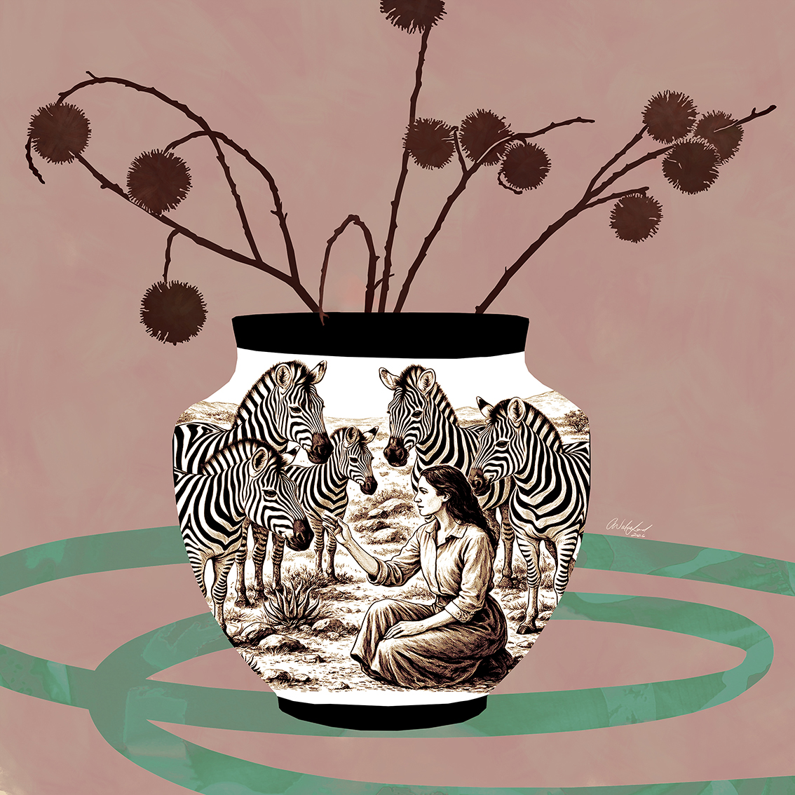 A Conversation Worth Having | Vase with Zebra Imprint 72 x 72 cm