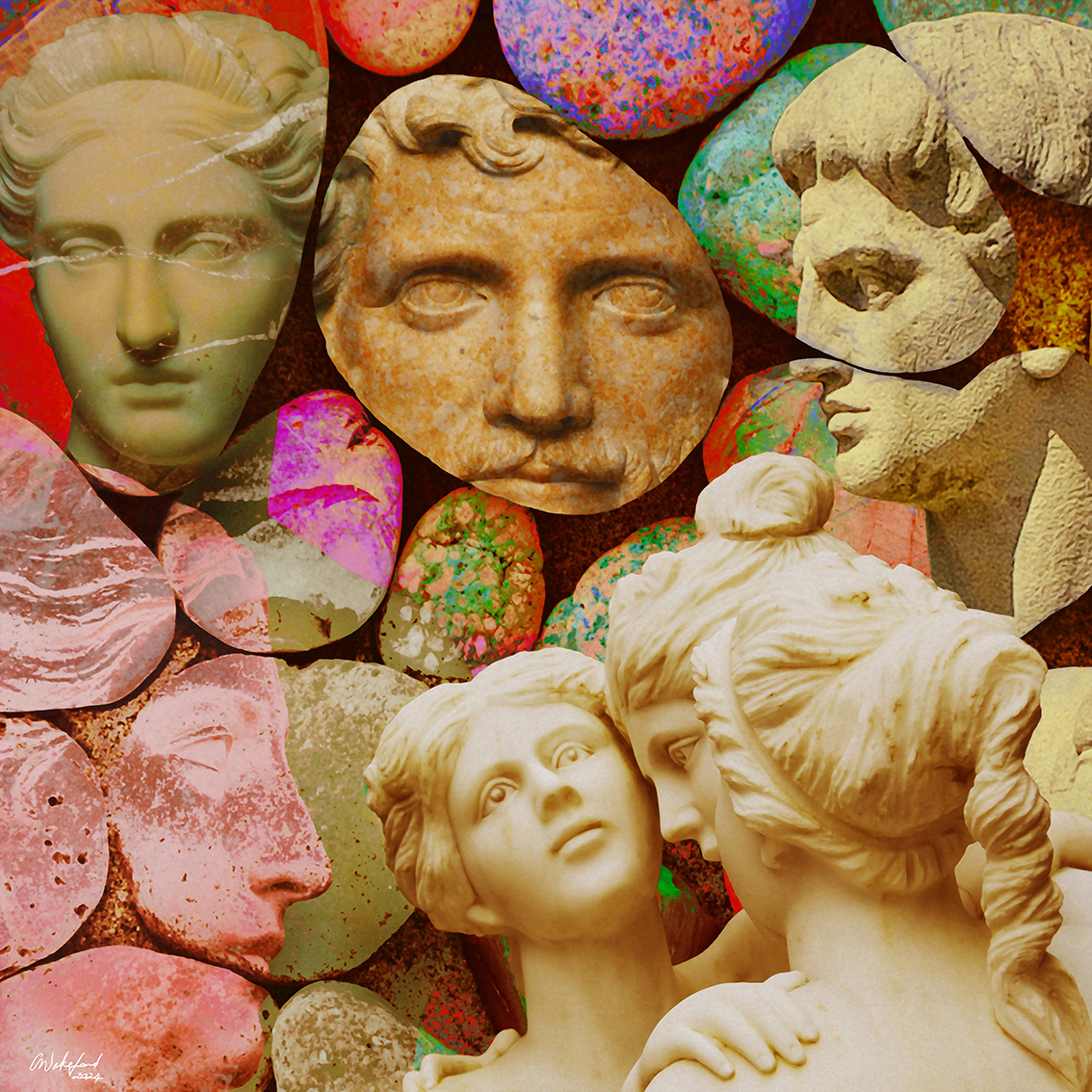 A Treasure of Pebbles / Modern Classical Art Print 110 x 110 cm