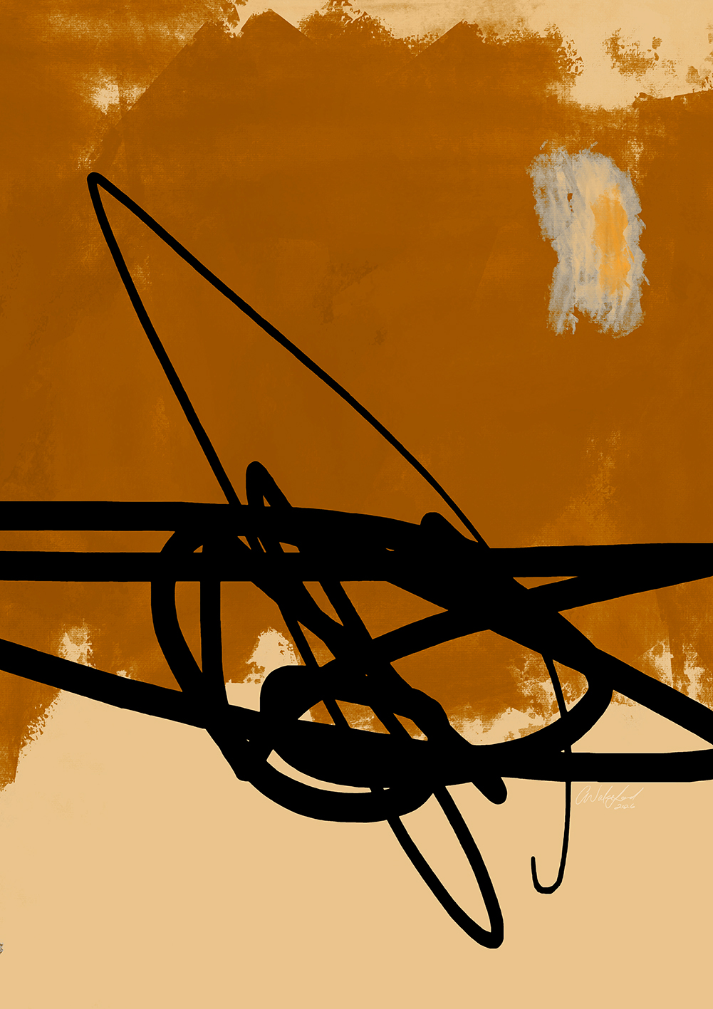 For the Love of Clay / Ochre Abstract Art Print A1