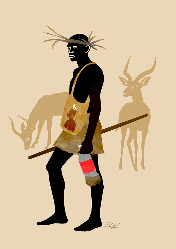 Herding the Impala III / Contemporary African Symbolic Wall Art A1