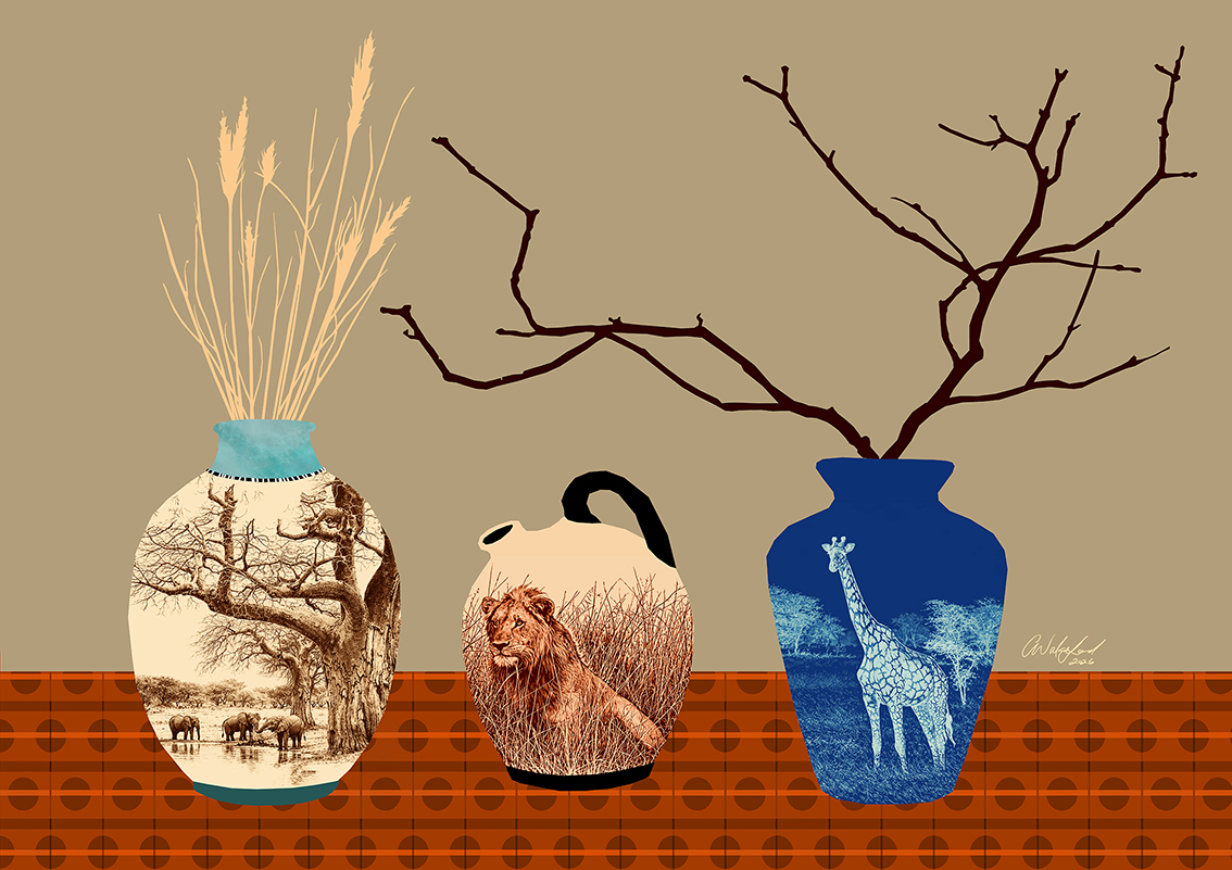 Sightings and Souvenirs | Still Life with Three Vases Art Print A2