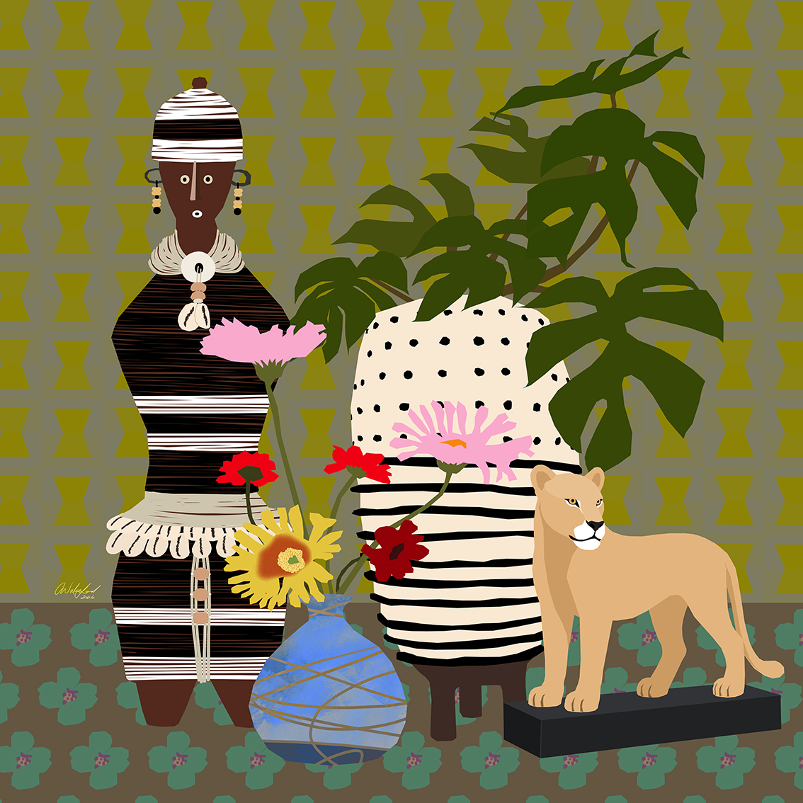 African Rhapsody/ Contemporary African Original Art Print 50 x 50 cm