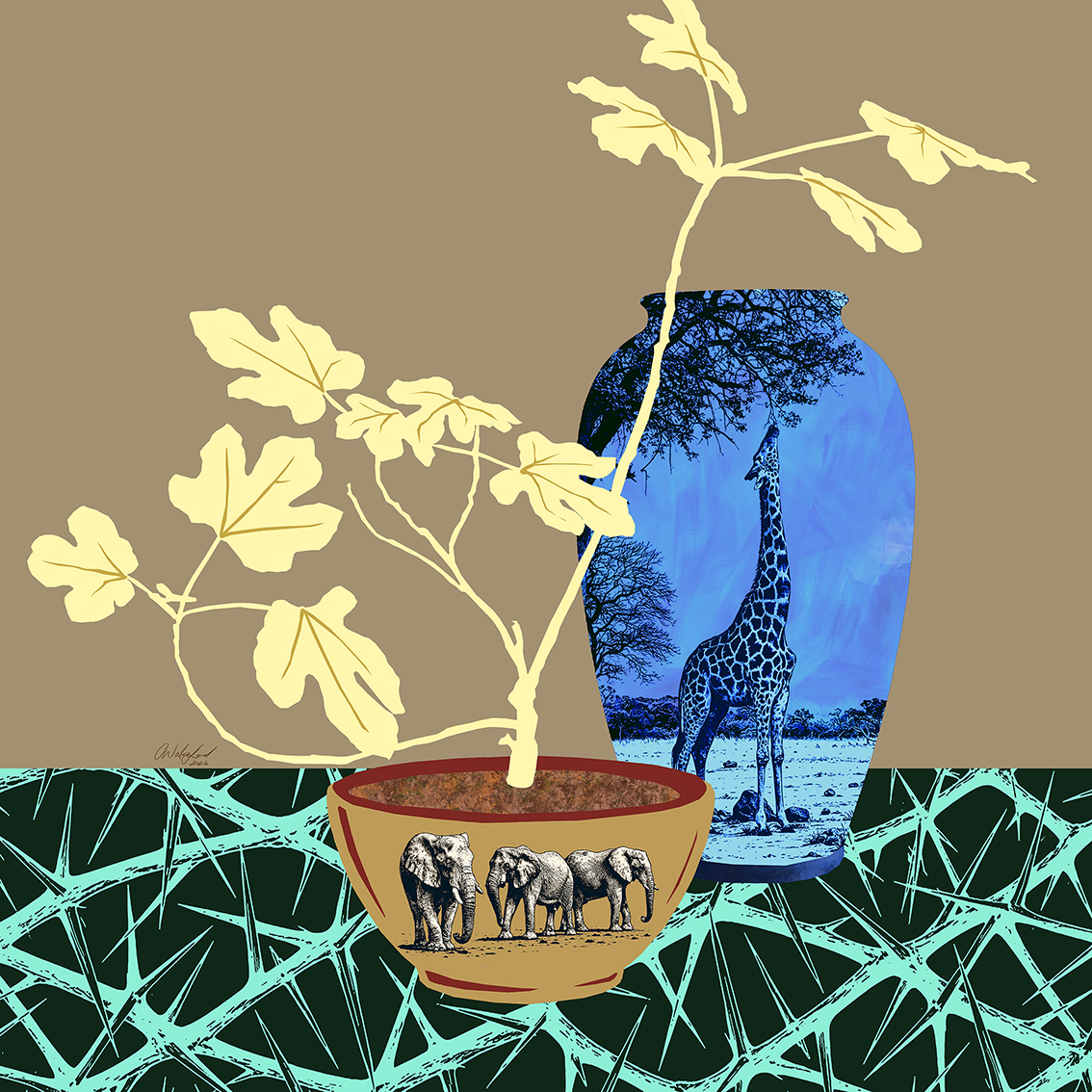 The Grace of Simplicity I | Still Life with Wildlife Art Print 72 x 72 cm