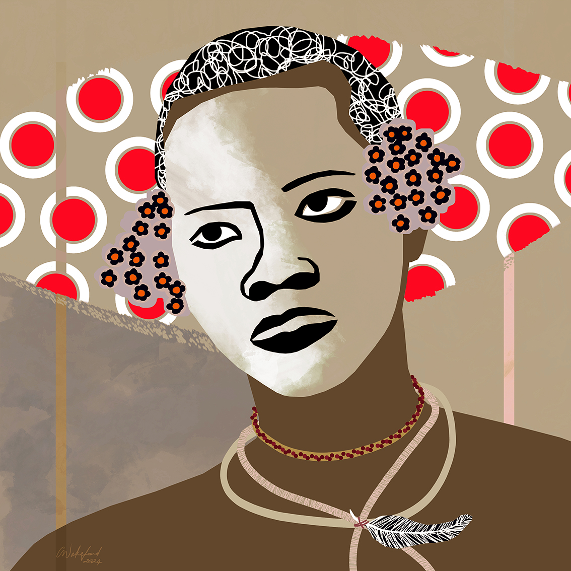 Mindful Renewal II / Modern Contemporary African Portrait Wall Art 72 x 72 cm
